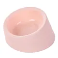 Ergonomic tilted pink ceramic pet bowl for cats and dogs with neck protection design - Plastic Single Bowl / Light Pink