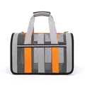 Portable breathable pet carrier bag in gray and orange for cats and dogs - S / Grey Orange