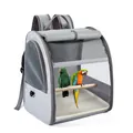 Ademende grijze vogelrugzak met houten zitstok voor het reizen met papegaaien - 600D Grijs