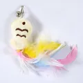 Bunter Feder-Ersatzkopf für Katzenangel-Spielzeug mit silberner Glocke und Plüschfisch - Kleiner Fisch Ersatzkopf