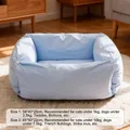 Cama azul claro para mascotas pequeñas como perros y gatos con guía de peso - Tamaño 2: 65*50*22cm / Azul claro