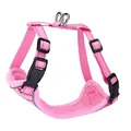 Detailed macro view of pink breathable mesh pet harness with safety reflective strips - S / Harness Only / Pink
