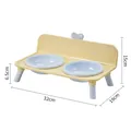Yellow elevated cat double bowl stand with dimensions for neck protection feeding - Double Bowl / Plastic Inner / Yellow