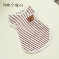 Cute pink striped pet tank top with cartoon bear embroidery for small dogs in summer - Size S (Fits 1.5-2kg) / Tops / Pink Stripe Bear
