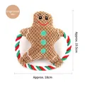Gingerbread man plush dog toy with red and green cotton rope for interactive play - 19.5x18cm / Gingerbread Man