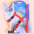 Vibrant red adjustable nylon cat harness and leash set for small pets and kittens - Red