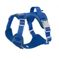Detailed side view of blue reflective mesh dog harness with adjustable straps - S / Vest Harness Only / Blue
