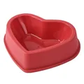 Vibrant red heart-shaped pet bowl for cats and dogs, durable and lightweight food feeder - Red / S