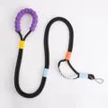 Durable black nylon dog leash featuring purple padded foam handle and metal clip design - 1.5m*12mm / Black
