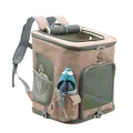 Large brown L-size pet carrier backpack for cats with breathable mesh windows and pockets - Ginger Yellow L