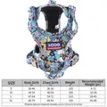 Floral pattern tactical nylon dog harness for large dogs with complete size chart - S / Sapphire Blue
