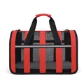 Red and black breathable portable pet carrier bag with mesh panels and reflective strip - S / Red