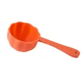 Orange pumpkin shaped pet food scoop with ergonomic long handle and hanging hole - 15.5x6.6x4.5cm / Orange