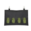 Durable black 4-hole hay feeding bag for rabbits guinea pigs and small pets hanging - Black L Size / 4 Holes