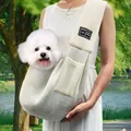 Breathable white mesh pet sling carrier bag for small dogs and cats outdoor travel - Off White