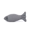 Interactive durable linen catnip fish toy for cats featuring a stylish white wave pattern - 20x8cm / Gray