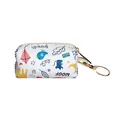 Portable dog poop bag holder in white with cute cartoon pattern and gold clip - Forest Print / White