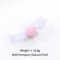 Cherry blossom pink cotton rope cat toy ball with white fluffy wings for teething - Double Feather Ball / Sakura Pink