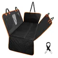 Waterproof quilted black dog car seat cover with orange piping and mesh window for back seat - CZD-U-07 Black Orange (With Support Board)