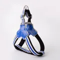 Adjustable blue and white patterned dog harness for small pets with bamboo leaf design - Harness / S / Blue