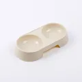 Gamelle double en plastique beige pour chats et chiens avec base antidérapante - 23*12*3.7cm / Abricot