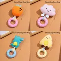 Plush and TPR squeaky dog teething rings in 4 cute cartoon styles for pets - 4-Piece Set