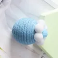Handmade blue cotton rope cat toy ball featuring a white plush flower accent for pets - Single Piece / Blue