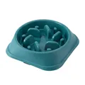 Teal pet slow feeder bowl featuring maze-like obstacles to prevent choking and bloating - 19.5*4.5cm Size / Dark Green