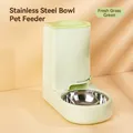 Distributeur automatique de nourriture avec bol inox coloris vert herbe pour animaux - 【Distributeur Réglable 1.5L + Bol Inox】 / Vert