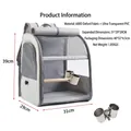 Professional gray bird carrier backpack with perch and stainless steel food bowls for parrots - 600D Oxford Cloth Style (QS-116) / With Bird Food Cup / Gray