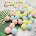 Soft plush silent cat toy balls in mixed Macaron colors for quiet interactive play - Blue Pink Yellow Series