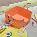 Orange open-top cat litter box with handles and scoop, 38x38x18cm dimension - Printed Handle Style / With Scoop / Pink