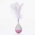 Self-play cat tumbler toy featuring soft white feathers and a pink drop base design - 1 Piece / Green and Gray