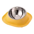 Bol de nourriture incliné pour animaux avec base jaune et insert en acier inoxydable - Bol en Acier Inoxydable / 22.5*22.5*8.8 / Jaune