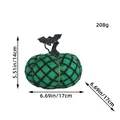 Handmade green checkered knitted pumpkin decoration for Halloween with size labels - Green Pumpkin