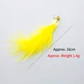 Yellow feather cat teaser wand replacement head with bell and lobster clasp, 16cm length - Yellow Shell Fluffy Feather Replacement Head (CT206)