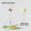 Juguete interactivo para gatos con bola dispensadora y pluma de resorte verde extraíble - Bola de Comida + Pluma / Envase tipo caja / Verde Hierba Claro