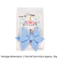 Premium blue bow pet necklace with blue and white beads in clear retail packaging - Blue Large Bow Necklace / 20+5cm Extension Chain / Blue