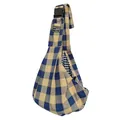 Breathable blue and tan checkered pet sling carrier bag for small dogs and cats - Adjustable Buckle Style / Khaki Plaid