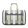 Portable breathable folding pet carrier bag in green and white stripes for cats and dogs - S / White Green