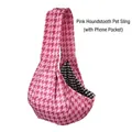 Pink houndstooth pet sling carrier with phone pocket for small dogs and cats - Pink Houndstooth Pet Sling (with Phone Pocket)