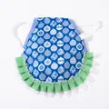 Blue Christmas pattern chicken saddle apron with green checkered ruffles and lace - One Size / Blue Christmas Ball Snowflake Print