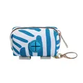 Stylish blue and white striped dog poop bag holder with metal clip pet waste dispenser - Striped / Fresh Green