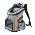 Professional grey LDLC pet backpack carrier with breathable mesh windows for cats and dogs - M / Upgraded / Grey Orange Gradient