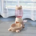Distributeur automatique pour chats en beige et rose avec base antidérapante - Distributeur 1800ML Tête de Chat Puzzle Quantitatif-Jaune