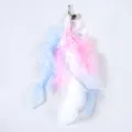Ersatz-Federanhänger für Katzenangel mit Glöckchen in Pastellrosa und Blau Tönen - Weiß Rosa Blau Feder