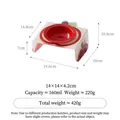 Piccola ciotola in ceramica rossa con supporto inclinato in acrilico mela - Ciotola Rosso Brillante + Supporto Mela Rosso
