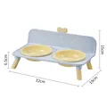 Elevated double pet feeder stand for cats and dogs with 32cm dimension markings - Double Bowl / Plastic Inner / Blue