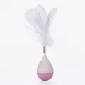 Interactive feather tumbler toy for cats featuring a pink base and white feathers for self-play - 1 Piece / White + Pink