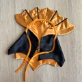 Verstellbarer Halloween Haustier-Umhang aus orange-schwarzem Satin für Katzen und Hunde - Gelber Fledermaus Umhang (20230307lbpf)